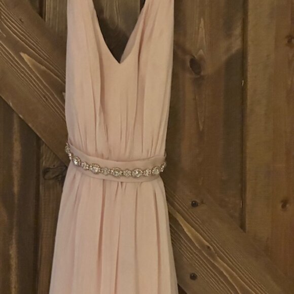 Vera Wang Formal White Collection Bridesmaid Dress Pink Chiffon Jeweled Belt 4 - Picture 6 of 16